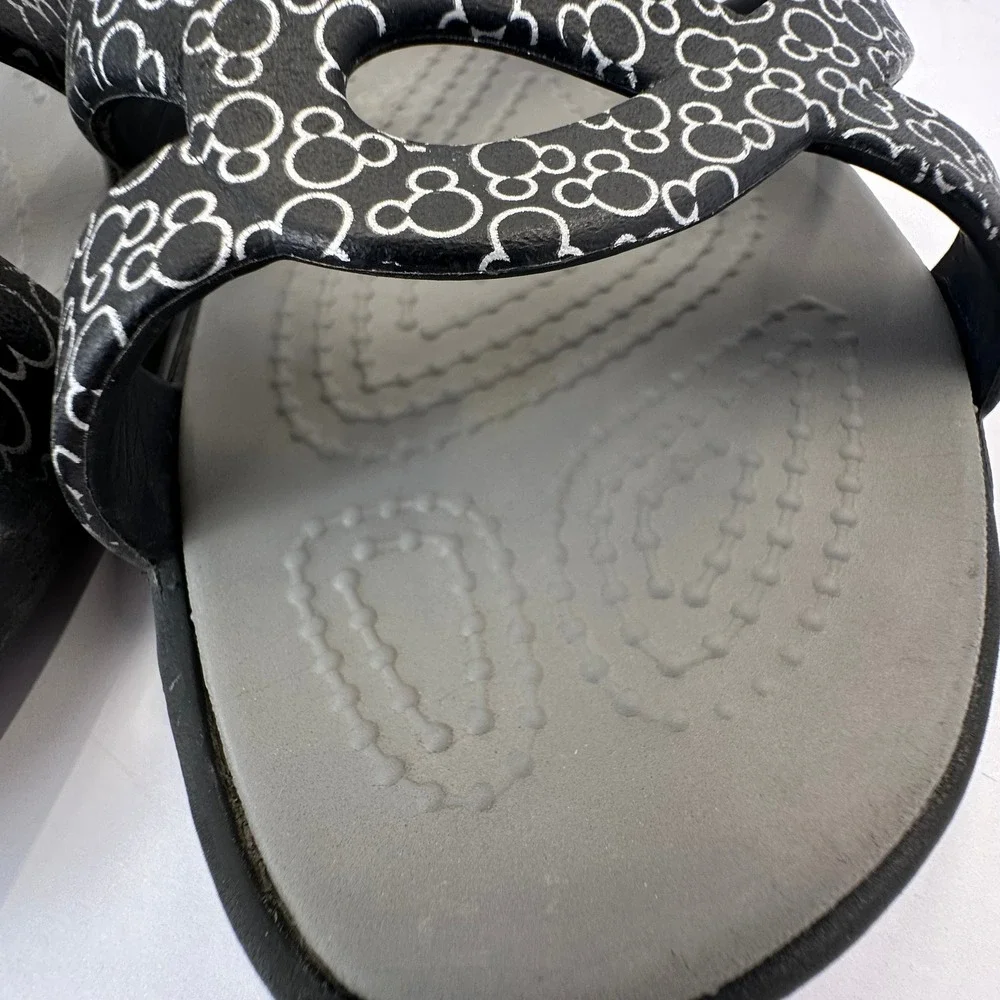Crocs Meleen Twist Disney Mickey Mouse Black Grey Slide Sandals Womens 8